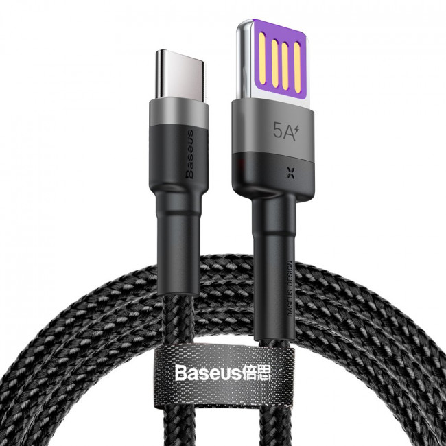 Baseus Cafule HW Cable Type-C 40W - Καλώδιο Γρήγορης Φόρτισης Type-C 1M - Black / Grey - CATKLF-PG1