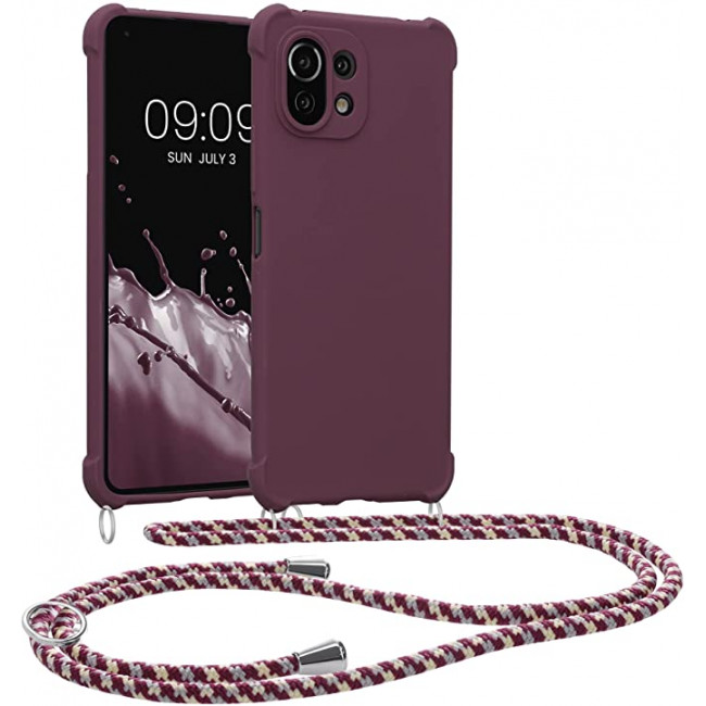 KW Xiaomi Mi 11 Lite / Mi 11 Lite 5G Θήκη Σιλικόνης TPU με Λουράκι - Bordeaux Violet - 55902.187