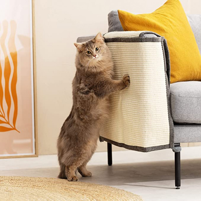 Navaris Cat Scratch Mat Sofa Shield - Προστατευτικό Καναπέ από Γρατζουνιές Γάτας - Δεξιά Πλευρά - 70cm x 10cm x 50cm - Grey / ‎Beige - 56507.22