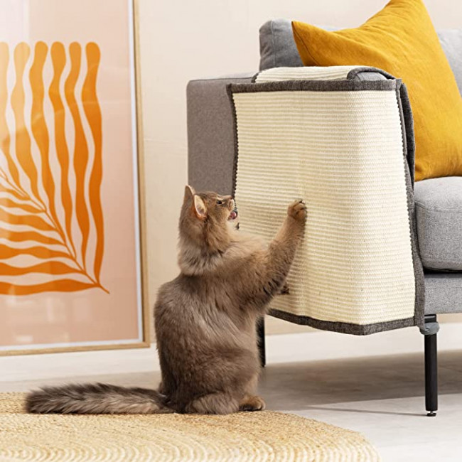 Navaris Cat Scratch Mat Sofa Shield - Προστατευτικό Καναπέ από Γρατζουνιές Γάτας - Δεξιά Πλευρά - 70cm x 10cm x 50cm - Grey / ‎Beige - 56507.22