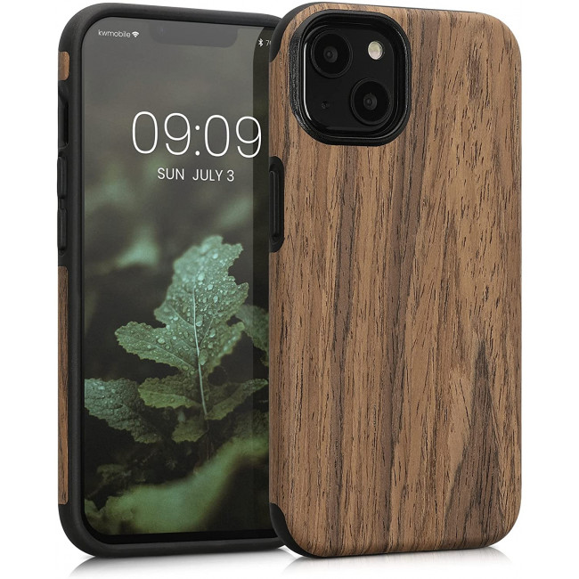 KW iPhone 13 Θήκη Σιλικόνης TPU Design Two-Tone Wood - Woodgrain Brown - 58302.01