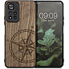 KW Xiaomi Redmi Note 11 Pro+ 5G Θήκη από Φυσικό Ξύλο - Design Navigational Compass - Dark Brown - 58100.01