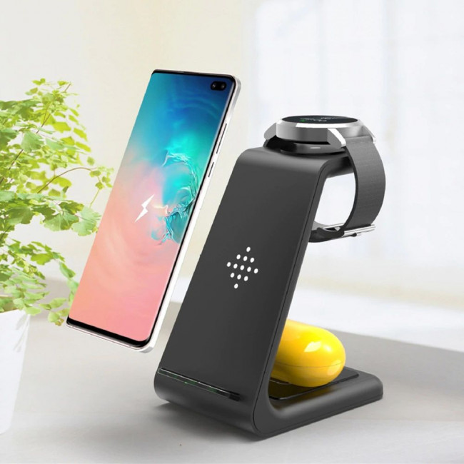 Tech-Protect A7 3in1 Ασύρματος Φορτιστής Qi Charge για Smartphones, Airpods και Galaxy Watch - Black