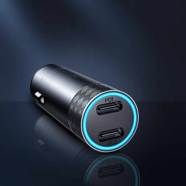 Joyroom JR-CL13 Car Charger Φορτιστής Κινητών στο Αυτοκίνητο με 2 Θύρες USB PD 50W - Gray