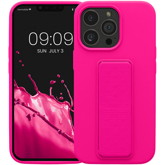 KW iPhone 13 Pro Θήκη Σιλικόνης TPU με Finger Holder - Neon Pink - 58277.77