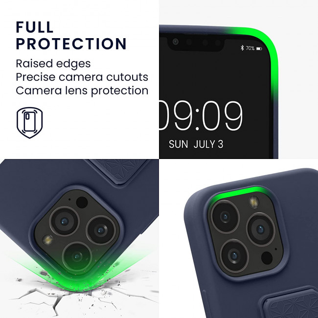 KW iPhone 13 Pro Θήκη Σιλικόνης TPU με Finger Holder - Blueberry - 58277.186