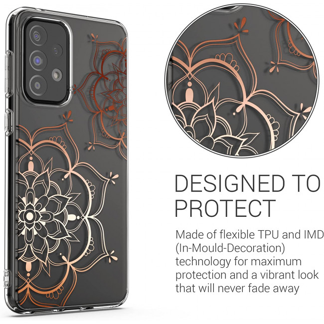 KW Samsung Galaxy A33 5G Θήκη Σιλικόνης TPU Design Flowers Twins - Rose Gold - Διάφανη - 58799.02