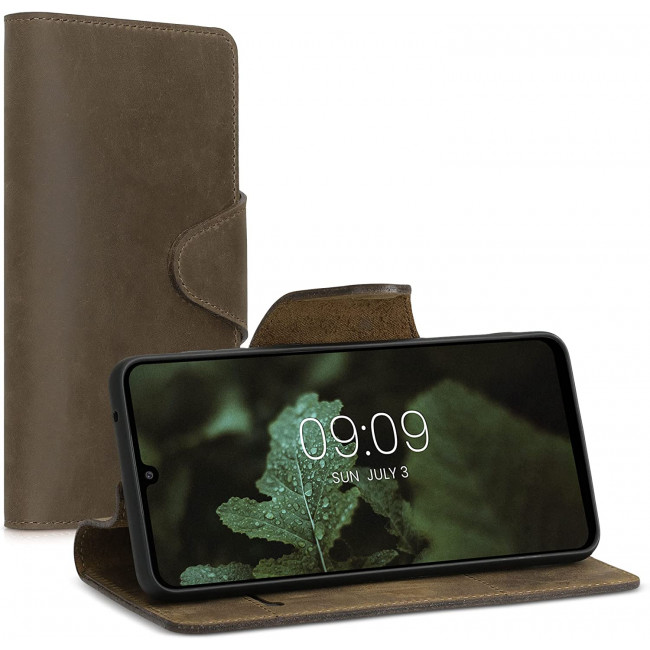 Kalibri Samsung Galaxy A33 5G Θήκη Πορτοφόλι Stand από Γνήσιο Δέρμα - Brown - 58320.05