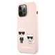 Karl Lagerfeld iPhone 13 Pro Silicone Karl and Choupette Θήκη Σιλικόνης - Light Pink - KLHCP13LSSKCI