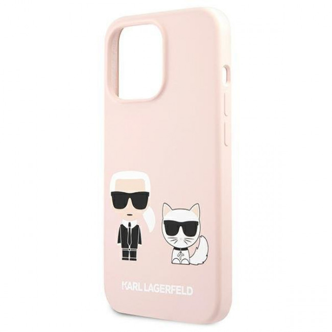 Karl Lagerfeld iPhone 13 Pro Silicone Karl and Choupette Θήκη Σιλικόνης - Light Pink - KLHCP13LSSKCI