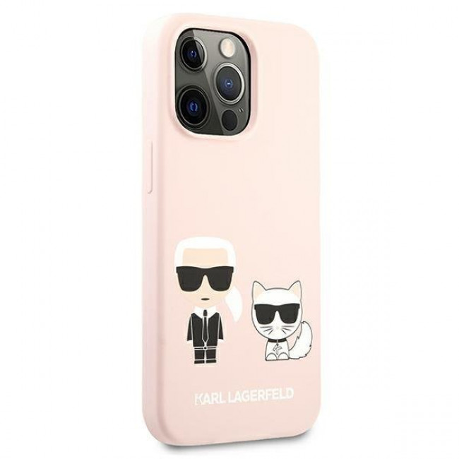 Karl Lagerfeld iPhone 13 Pro Silicone Karl and Choupette Θήκη Σιλικόνης - Light Pink - KLHCP13LSSKCI