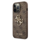 Guess iPhone 13 Pro - 4G Big Metal Logo Θήκη με Επένδυση Συνθετικού Δέρματος - Brown - GUHCP13L4GMGBR