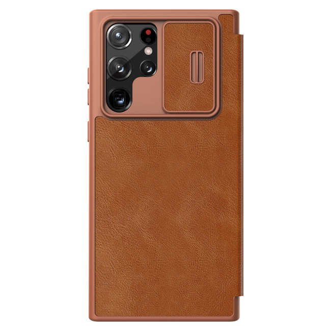 Nillkin Samsung Galaxy S22 Ultra Qin Leather Pro Flip Book Case with Camera Protection Θήκη Βιβλίο με Κάλυμμα για την Κάμερα - Brown