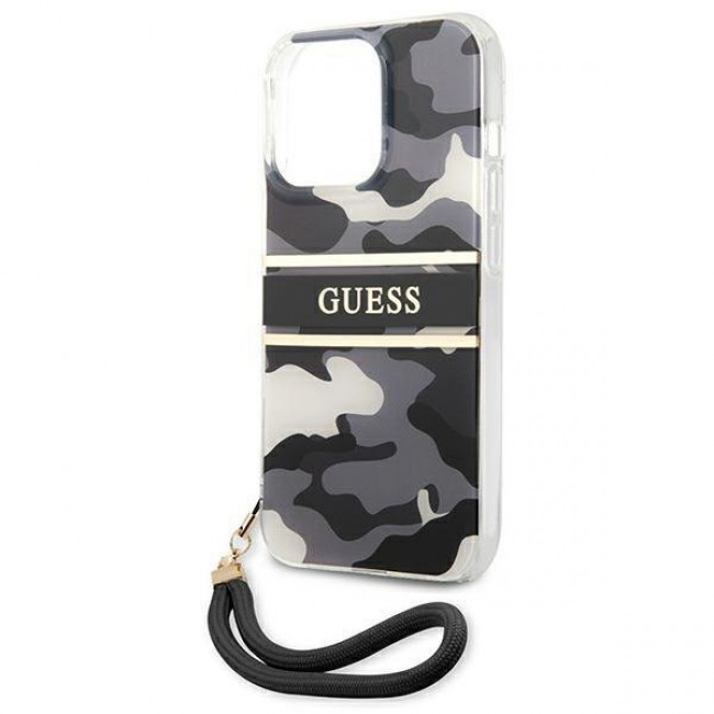 Guess iPhone 13 Pro Strap Σκληρή Θήκη με Λουράκι - Camo - GUHCP13LKCABBK