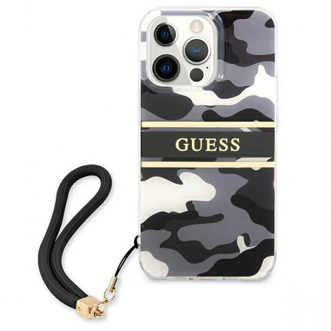 Guess iPhone 13 Pro Strap Σκληρή Θήκη με Λουράκι - Camo - GUHCP13LKCABBK