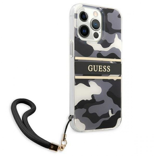 Guess iPhone 13 Pro Strap Σκληρή Θήκη με Λουράκι - Camo - GUHCP13LKCABBK