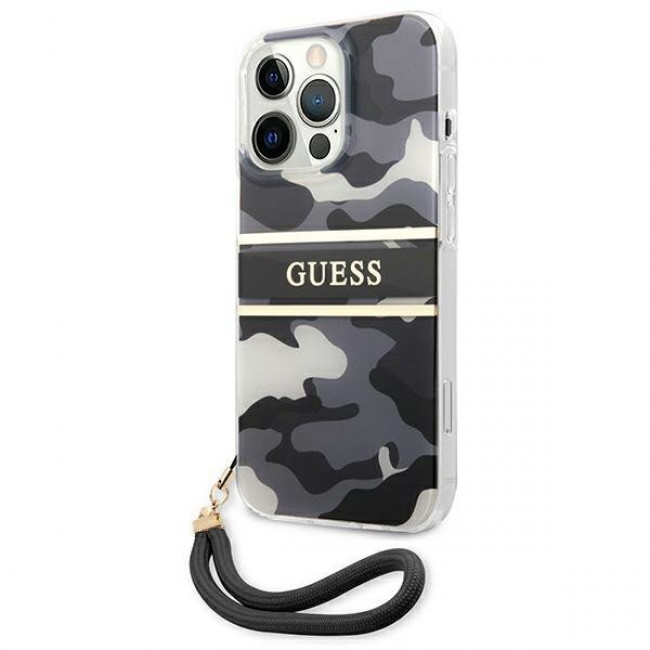 Guess iPhone 13 Pro Strap Σκληρή Θήκη με Λουράκι - Camo - GUHCP13LKCABBK