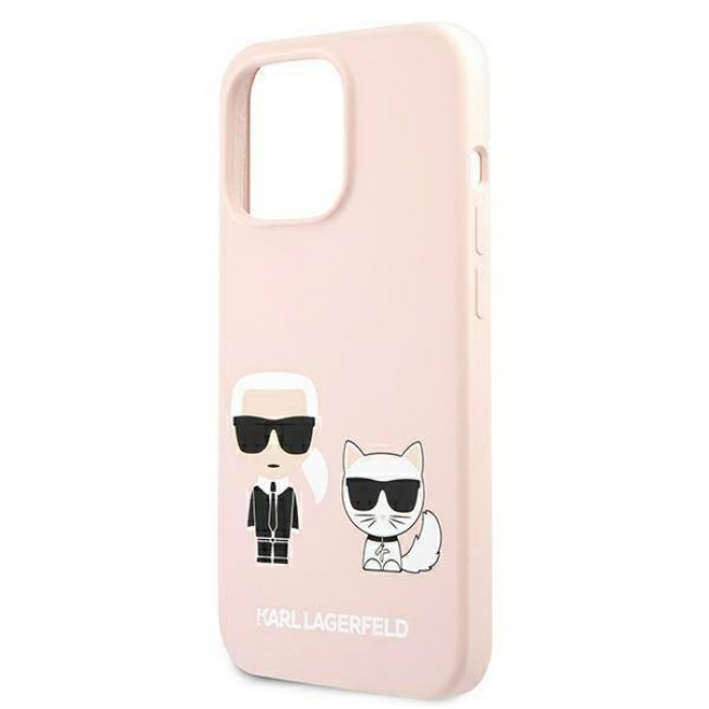 Karl Lagerfeld iPhone 13 Pro Max Silicone Karl and Choupette Θήκη Σιλικόνης με MagSafe - Light Pink - KLHMP13XSSKCI