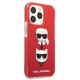 Karl Lagerfeld iPhone 13 Pro Silicone Karl and Choupette Head Θήκη Σιλικόνης - Black / White / Red - KLHCP13LTPE2TR