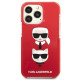 Karl Lagerfeld iPhone 13 Pro Silicone Karl and Choupette Head Θήκη Σιλικόνης - Black / White / Red - KLHCP13LTPE2TR