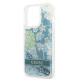 Guess iPhone 13 Pro Max Flower Liquid Glitter Σκληρή Θήκη - Green - GUHCP13XLFLSN