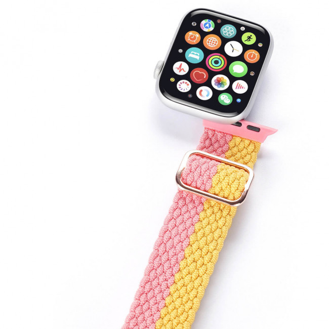 Dux Ducis Λουράκι Apple Watch 2 / 3 / 4 / 5 / 6 / 7 / 8 / 9 / SE / SE 2 / ULTRA / ULTRA 2 - 42 / 44 / 45 / 49 mm Wristband Bracelet Bangle Mixture Version από Νάιλον - Pink / Yellow