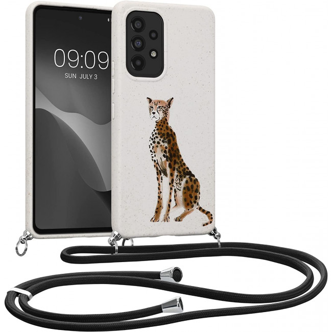 Kalibri Samsung Galaxy A53 5G Θήκη Σιλικόνης TPU με Λουράκι - Design Cheetah - Black / Cream - 58598.01