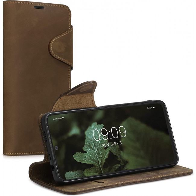 Kalibri Xiaomi Redmi Note 11 Pro+ 5G Θήκη Πορτοφόλι Stand από Γνήσιο Δέρμα - Brown - 58910.05