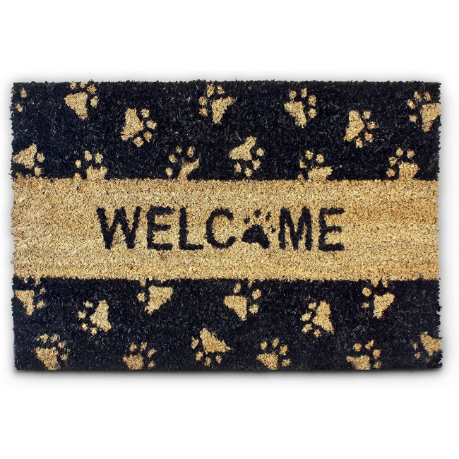 Relaxdays Χαλάκι Πόρτας από Κοκοφοίνικα Design Welcome - 60 x 40 x 1,5 cm - Brown / Black - 4052025032180