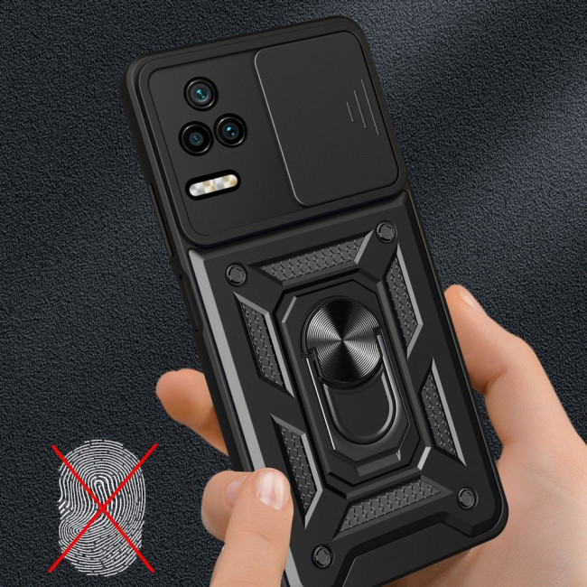 Tech-Protect Xiaomi Poco F4 5G Camshield Pro Σκληρή Θήκη με Πλαίσιο Σιλικόνης και Δαχτυλίδι Συγκράτησης - Black