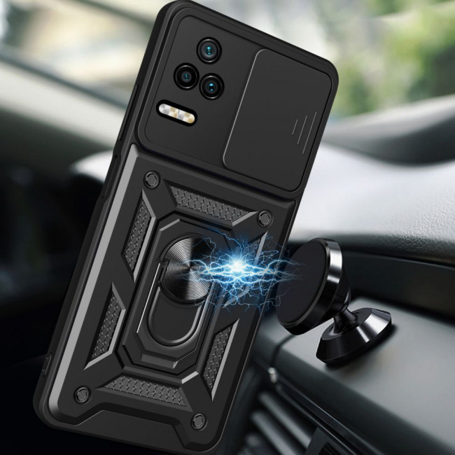 Tech-Protect Xiaomi Poco F4 5G Camshield Pro Σκληρή Θήκη με Πλαίσιο Σιλικόνης και Δαχτυλίδι Συγκράτησης - Black