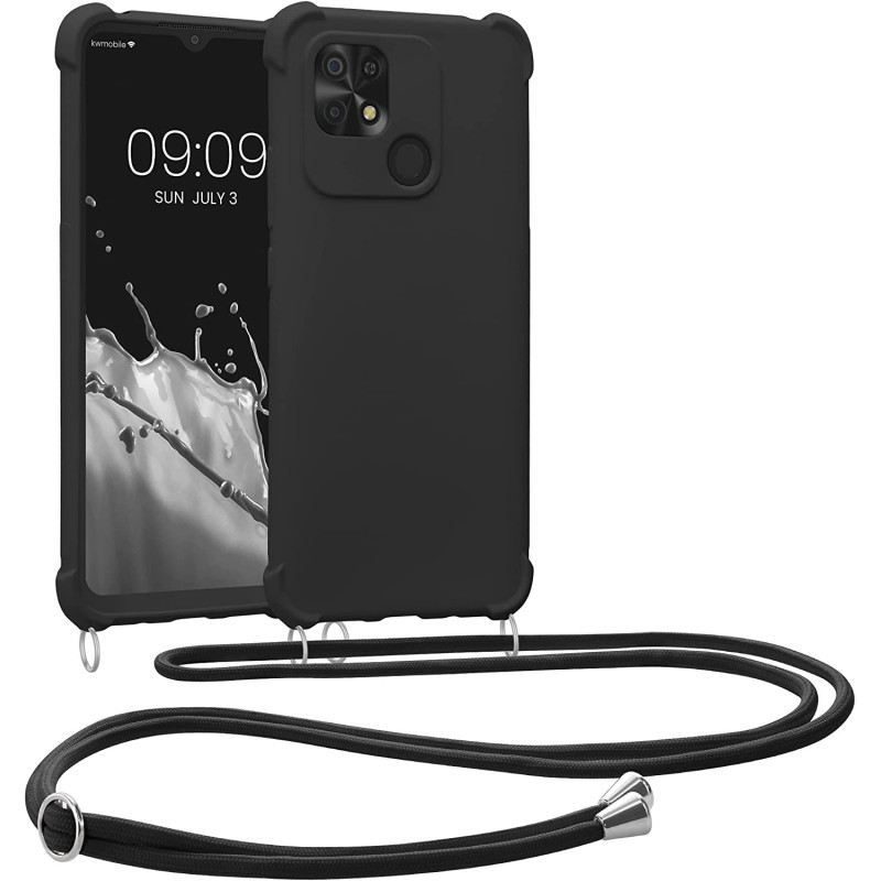 KW Xiaomi Redmi 10C Θήκη Σιλικόνης TPU με Λουράκι - Black - 59233.01