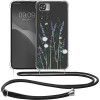 KW Xiaomi Redmi Note 11 Pro+ 5G Θήκη Σιλικόνης TPU με Λουράκι Design Flower Straws - Lavender / Green / Διάφανη - 58101.04