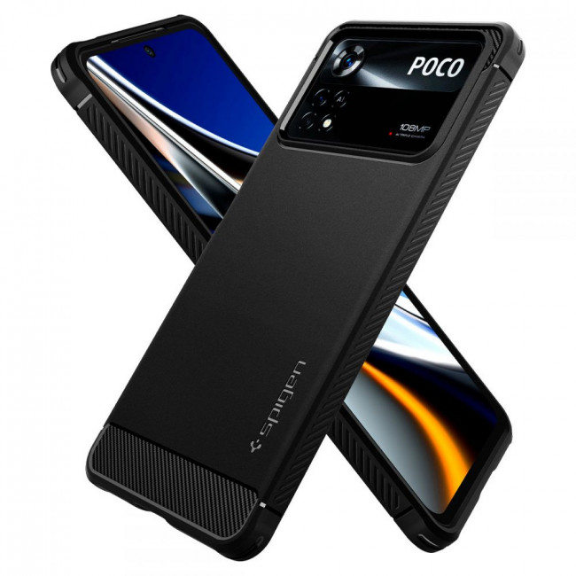 Spigen Xiaomi Poco X4 Pro 5G Θήκη TPU Rugged Armor - Matte Black