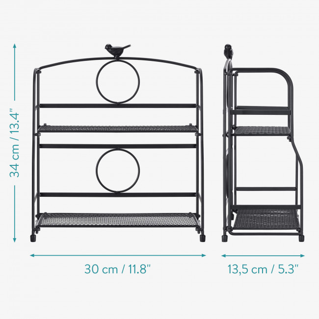 Navaris Αναδιπλούμενο Μεταλλικό Ράφι Πάγκου Δύο Επιπέδων - Design Bird - Black - 57147.02