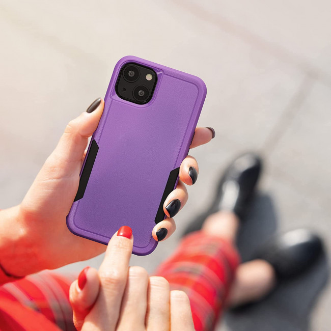 KW iPhone 13 Shockproof Hybrid Σκληρή Θήκη με Πλαίσιο Σιλικόνης TPU - Lavender / Black - 59198.108