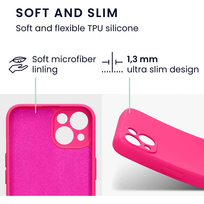 KW iPhone 13 Θήκη Σιλικόνης Rubberized TPU - Neon Pink - 58954.77