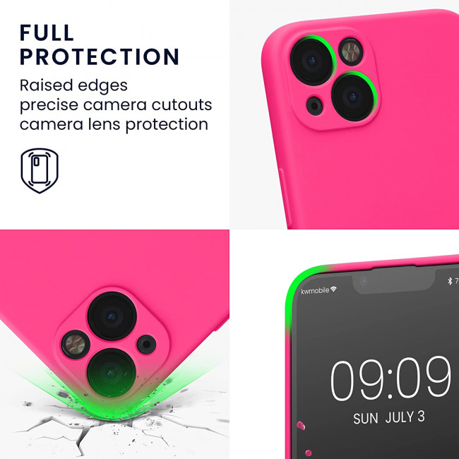 KW iPhone 13 Θήκη Σιλικόνης Rubberized TPU - Neon Pink - 58954.77