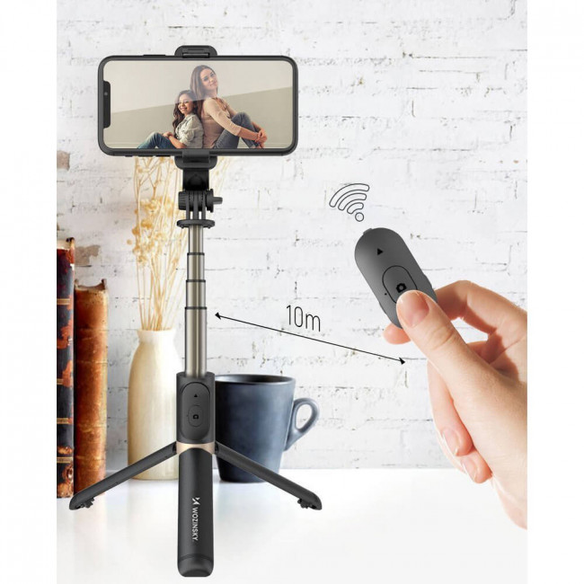 Wozinsky Tripod Selfie Stick - Τρίποδο Selfie Stick με Τηλεχειριστήριο Bluetooth - Black - WSSTK-01-BK