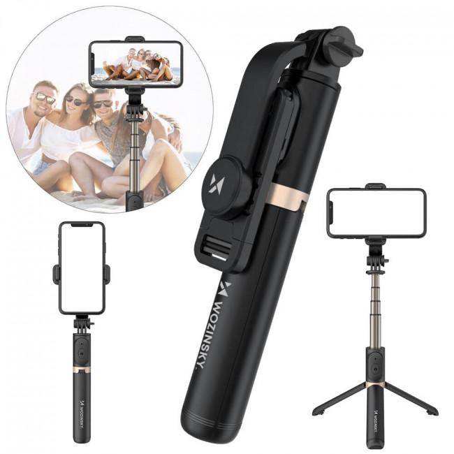 Wozinsky Tripod Selfie Stick - Τρίποδο Selfie Stick με Τηλεχειριστήριο Bluetooth - Black - WSSTK-01-BK