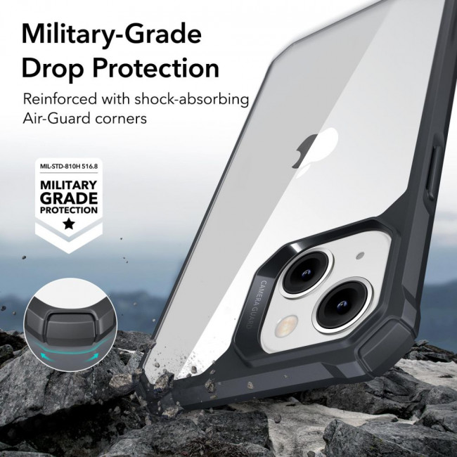 ESR iPhone 14 Plus / iPhone 15 Plus Air Armor Σκληρή Θήκη με Πλαίσιο Σιλικόνης - Διάφανη / Black