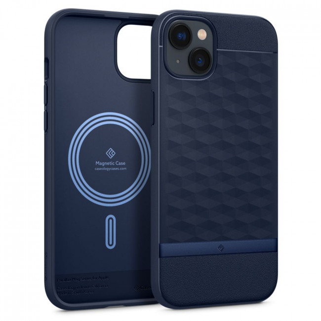 Caseology iPhone 14 Plus / iPhone 15 Plus Parallax Mag Θήκη Σιλικόνης με Σκληρό Πλαίσιο και MagSafe - Midnight Blue