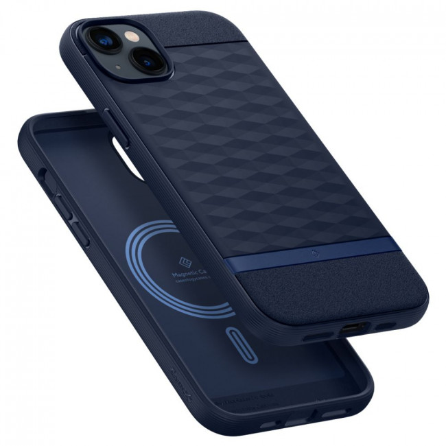 Caseology iPhone 14 Plus / iPhone 15 Plus Parallax Mag Θήκη Σιλικόνης με Σκληρό Πλαίσιο και MagSafe - Midnight Blue