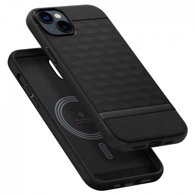 Caseology iPhone 14 Parallax Mag Θήκη Σιλικόνης με Σκληρό Πλαίσιο και MagSafe - Matte Black