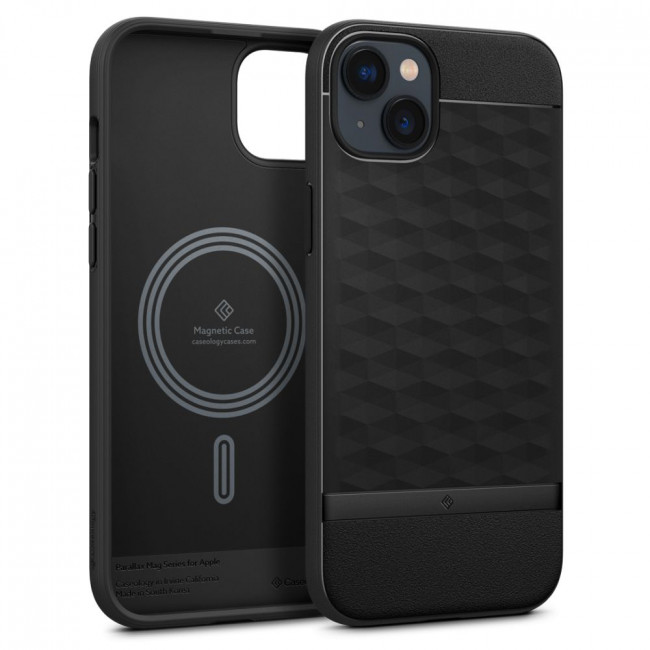 Caseology iPhone 14 Parallax Mag Θήκη Σιλικόνης με Σκληρό Πλαίσιο και MagSafe - Matte Black