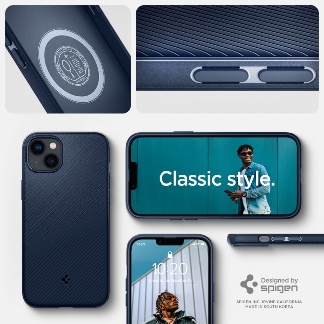 Spigen iPhone 14 - Mag Armor Σκληρή Θήκη Aramid Fiber με MagSafe - Navy Blue