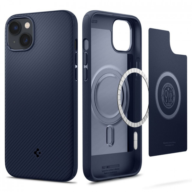 Spigen iPhone 14 - Mag Armor Σκληρή Θήκη Aramid Fiber με MagSafe - Navy Blue