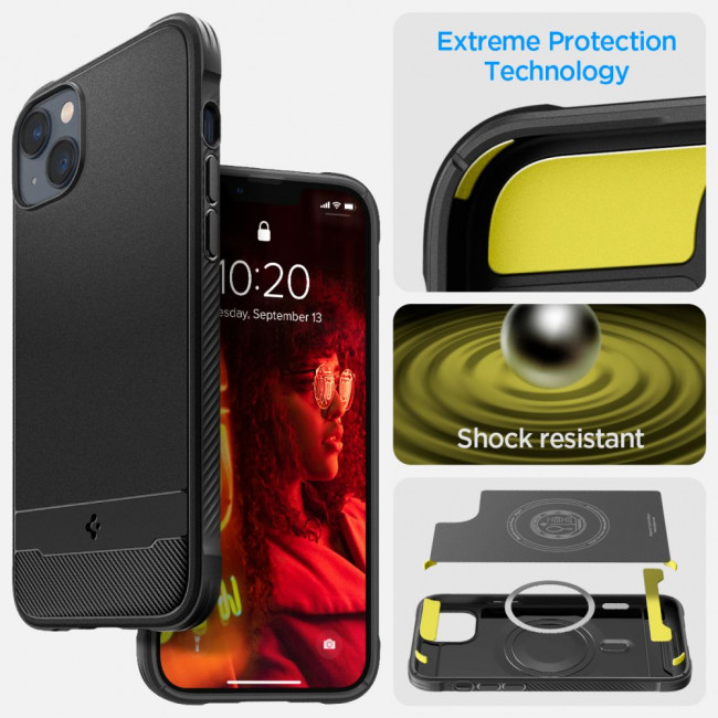 Spigen iPhone 14 Rugged Armor Mag Θήκη TPU με MagSafe - Matte Black