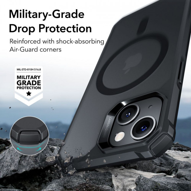 ESR iPhone 14 Plus Air Armor Halolock Σκληρή Θήκη με Πλαίσιο Σιλικόνης και MagSafe - Frosted Black