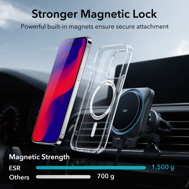 ESR iPhone 14 Pro Classic Hybrid Halolock Σκληρή Θήκη με Πλαίσιο Σιλικόνης και MagSafe - Διάφανη